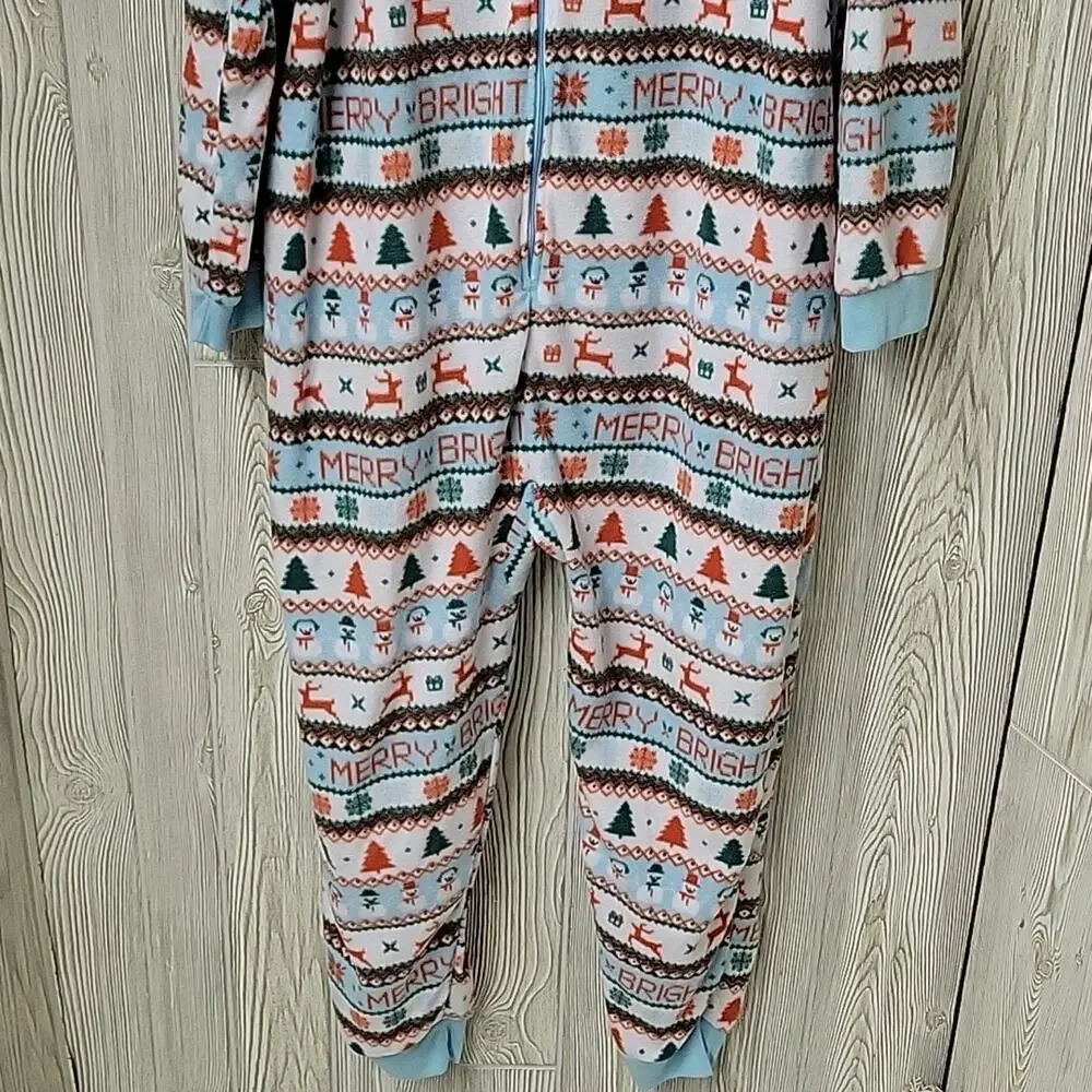 Merry Moments Holiday Onsie Full Zip MicroFleece Adult Size XL NWT